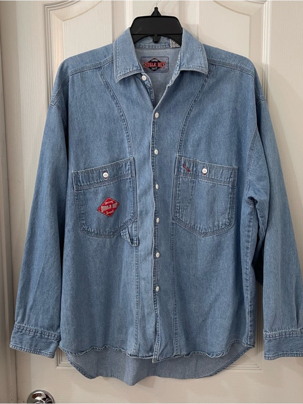 Bugle Boy Faded Blue Denim Shirt.  Mens: Large.